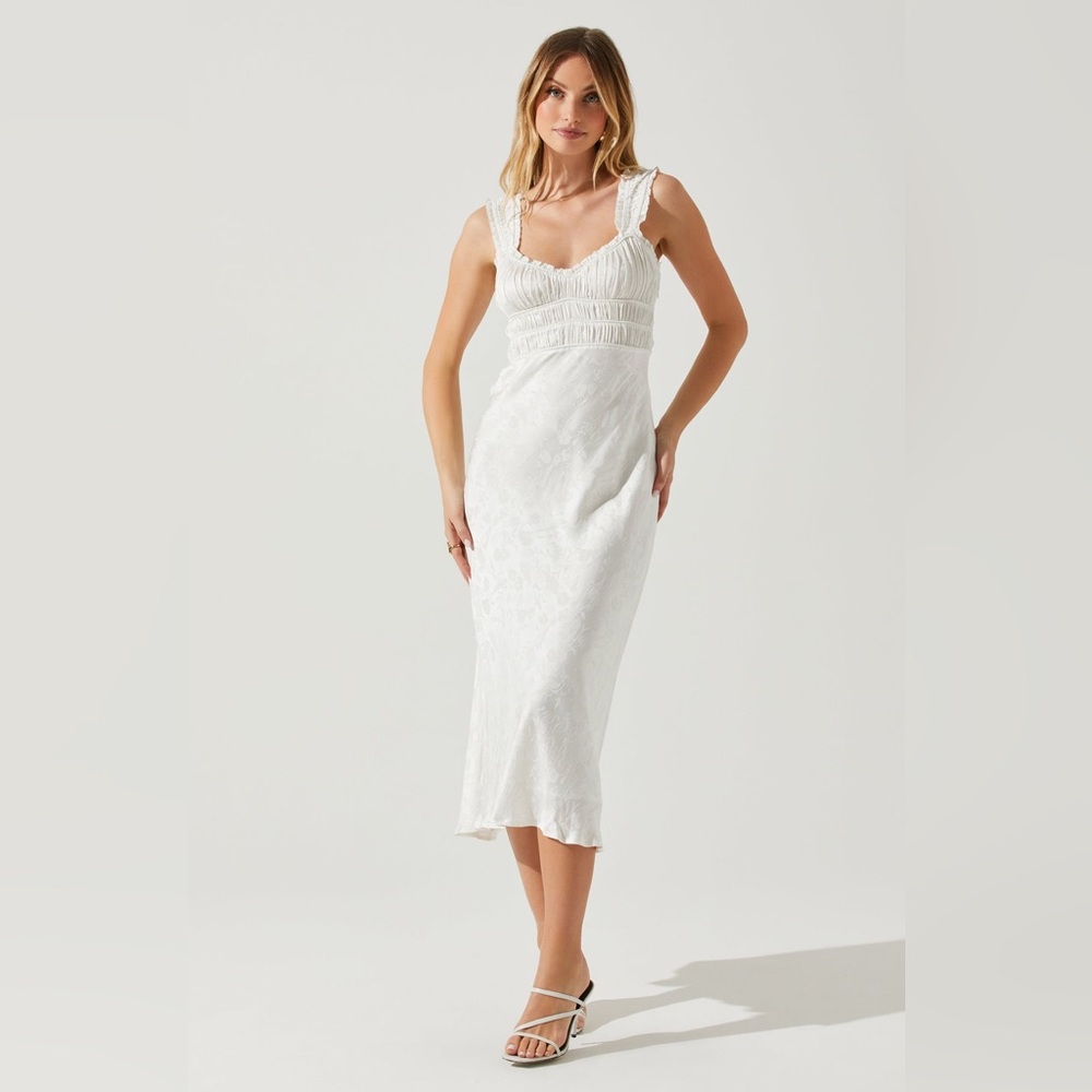 ASTR Enola Satin Smocked Midi Dress